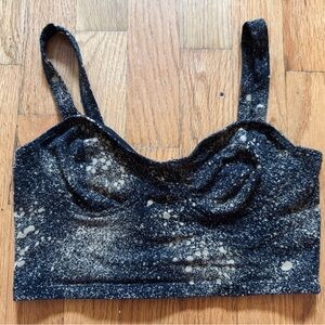 Silence + Noise Black and Cream Splatter Bustier Top